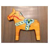 Wooden Decorative Swedish Horse Cutout 11 x 11 Inches - Hand-Painted Wall Decor