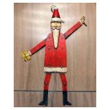 Vintage Santa Claus Tin Figure Ornament - Red Coat, Black Boots