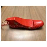 Decorative Red Wooden Christmas Shoe Ornament with Holly