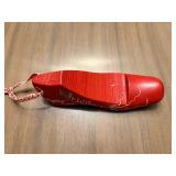 Decorative Red Wooden Christmas Shoe Ornament with Holly