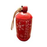 Red Metal Christmas Bell Decoration With Rope Hanger, Snowflake & Tree Motifs