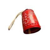 Red Metal Christmas Bell Decoration With Rope Hanger, Snowflake & Tree Motifs