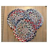 Braided Rug - 12-Inch Round Multicolor Patchwork Lot of 3