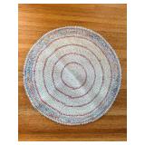 33-Inch Round Braided Rug - Light Cream with Pink/Blue Accents