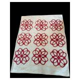 Quilt 82 x 68 Lightweight - Red Floral Rosette Pattern
