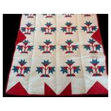 Patriotic Quilt 74 x 64 - Lightweight Throw for Americana Decor with Stains