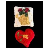 Pillows (Lot of 3) - Floral Vase, Red Heart & Geometric Cushions