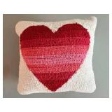 Heart Pattern Throw Pillow 13x13 - Cream With Pink/Red Heart