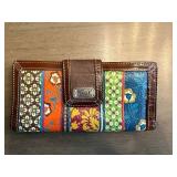 Fossil Patchwork Leather Wallet with Zipper Coin Pocket and ID Window