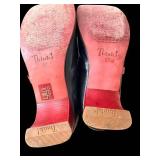 Think! Black Leather Mary Jane Shoes - Red Strap, EU 37, Exchangeable Footbed