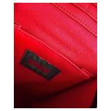 HOBO Black Leather Box-Frame Clutch with Red Interior - Vintage Evening Bag