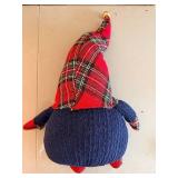 Gnome Plush Christmas Decor - 26-Inch Red Plaid Hat, Navy Body