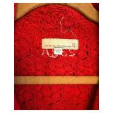 Odd Molly Red Knit Blazer with Embroidered Crest Sleeve - Made in China