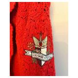 Odd Molly Red Knit Blazer with Embroidered Crest Sleeve - Made in China