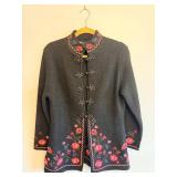Carole Little Floral Embroidered Wool Jacket - Size S Frog Closures