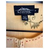 Icelandic Design Knit Cardigan - Peach Floral Embroidery - Size S