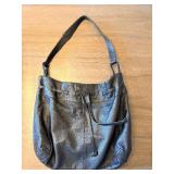 Black Leather Bucket Bag - Drawstring Closure & Adjustable Shoulder Strap