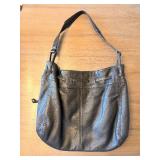 Black Leather Bucket Bag - Drawstring Closure & Adjustable Shoulder Strap