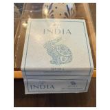 Decorative Eggs - Set of 6 - Blue Floral Pattern & Egg Stand - Made in India