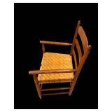Ladder-Back Wooden Armchair with Woven Rush Seat