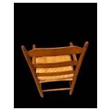 Ladder-Back Wooden Armchair with Woven Rush Seat