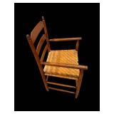 Ladder-Back Wooden Armchair with Woven Rush Seat