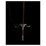 Vintage Iron Floor Lamp with Embossed Shade - 55 in Tall