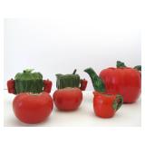 Group of Vintage 1950's Vegetable-Form Ceramic Kitchen Items - Teapot Salt Pepper etc Group of Vintage 1950's Vegetable-Form Ceramic Kitchen Items - Teapot Salt Pepper etc
