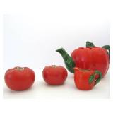 Group of Vintage 1950's Vegetable-Form Ceramic Kitchen Items - Teapot Salt Pepper etc Group of Vintage 1950's Vegetable-Form Ceramic Kitchen Items - Teapot Salt Pepper etc