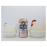 3 Vintage Milk Glass Chicken Baskets 3 Vintage Milk Glass Chicken Baskets