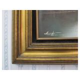 Framed Signed Vintage Oil on Canvas Painting - Farmhouse by River Framed Signed Vintage Oil on Canvas Painting - Farmhouse by River