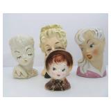 Group of Mid Century 1950's era Lady Head Vases Group of Mid Century 1950's era Lady Head Vases