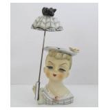 Vintage Mid Century 1950's era Lady Head Vase w/Umbrella Vintage Mid Century 1950's era Lady Head Vase w/Umbrella