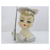 Vintage Mid Century 1950's era Lady Head Vase w/Umbrella Vintage Mid Century 1950's era Lady Head Vase w/Umbrella