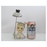Vintage Mid Century 1950's era Lady Head Vase w/Umbrella Vintage Mid Century 1950's era Lady Head Vase w/Umbrella