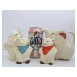 Group of SHAWNEE Pigs Cat & Elephant Cream Pitchers & Salt / Pepper Shaker Set Group of SHAWNEE Pigs Cat & Elephant Cream Pitchers & Salt / Pepper Shaker Set