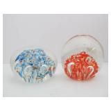 Pair of Handmade Art Glass Paperweights Pair of Handmade Art Glass Paperweights