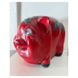 Wonderful HUGE Vintage Red Ceramic Piggy Bank Wonderful HUGE Vintage Red Ceramic Piggy Bank