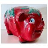 Wonderful HUGE Vintage Red Ceramic Piggy Bank Wonderful HUGE Vintage Red Ceramic Piggy Bank