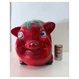 Wonderful HUGE Vintage Red Ceramic Piggy Bank Wonderful HUGE Vintage Red Ceramic Piggy Bank