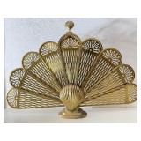 Vintage Brass Fireplace Folding Shell Screen Vintage Brass Fireplace Folding Shell Screen