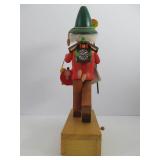 Excellent Wooden Holzkunst Christian Ulbricht German Musical Smoker Doll Excellent Wooden Holzkunst Christian Ulbricht German Musical Smoker Doll