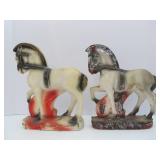 2 Larger Vintage Chalkware 1930's-40's Carnival Prize Horse Statues 2 Larger Vintage Chalkware 1930's-40's Carnival Prize Horse Statues