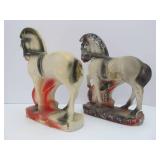 2 Larger Vintage Chalkware 1930's-40's Carnival Prize Horse Statues 2 Larger Vintage Chalkware 1930's-40's Carnival Prize Horse Statues