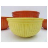 Group of Vintage Orange & Yellow Stoneware Mixing Bowls Group of Vintage Orange & Yellow Stoneware Mixing Bowls