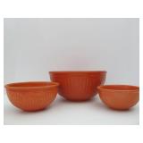 Group of Vintage Orange & Yellow Stoneware Mixing Bowls Group of Vintage Orange & Yellow Stoneware Mixing Bowls