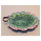 Antique Etruscan Majolica Oak Leaf Tray Antique Etruscan Majolica Oak Leaf Tray