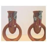 Nice Pair of Signed ROSEVILLE Art Pottery Candle Stands Nice Pair of Signed ROSEVILLE Art Pottery Candle Stands