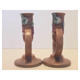 Nice Pair of Signed ROSEVILLE Art Pottery Candle Stands Nice Pair of Signed ROSEVILLE Art Pottery Candle Stands