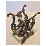 Vintage Gilt Cast Iron Musical Magazine Rack or Sheet Music Holder Vintage Gilt Cast Iron Musical Magazine Rack or Sheet Music Holder
